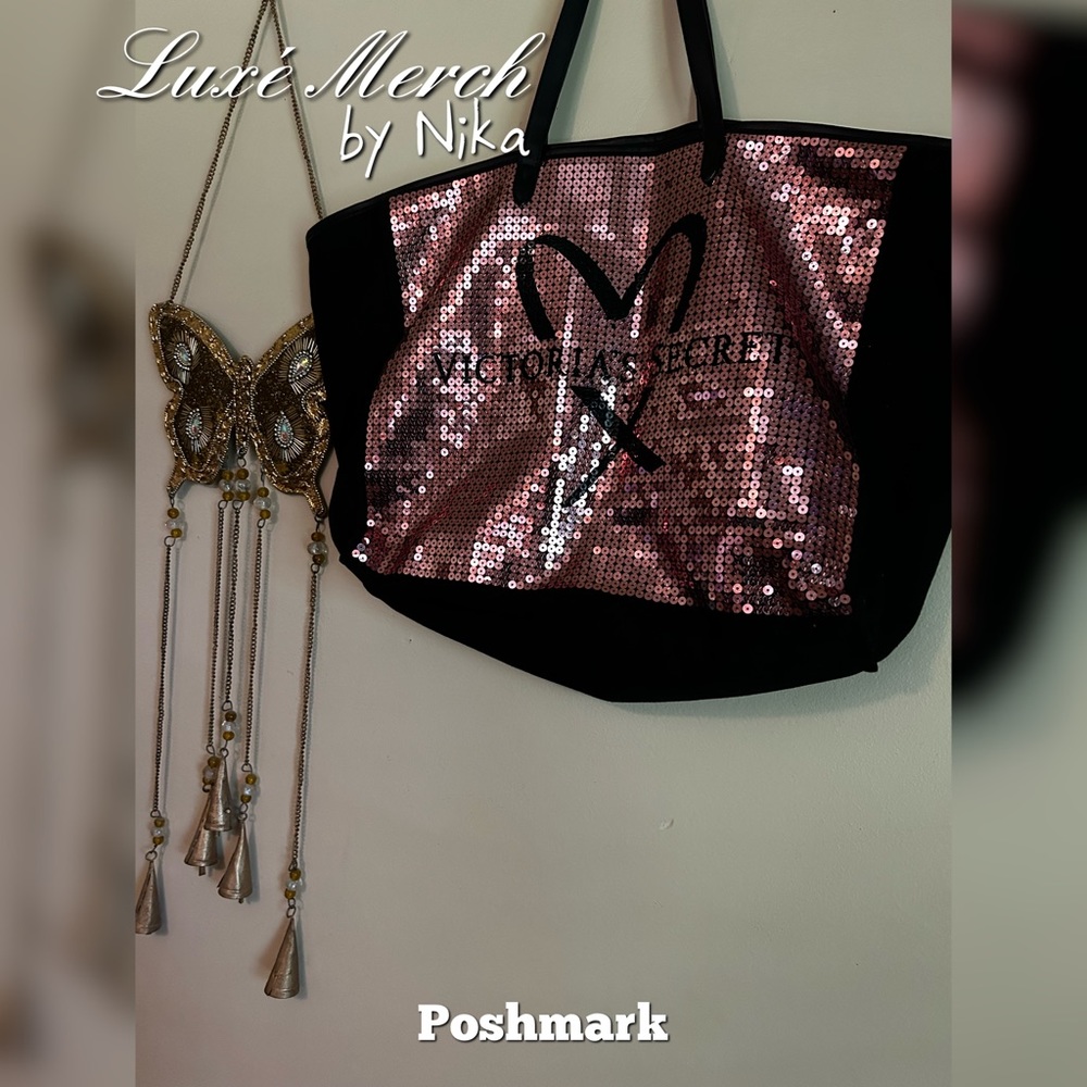 Victoria’s Secret Sequin Showstopper Tote Bag - Pink and Black